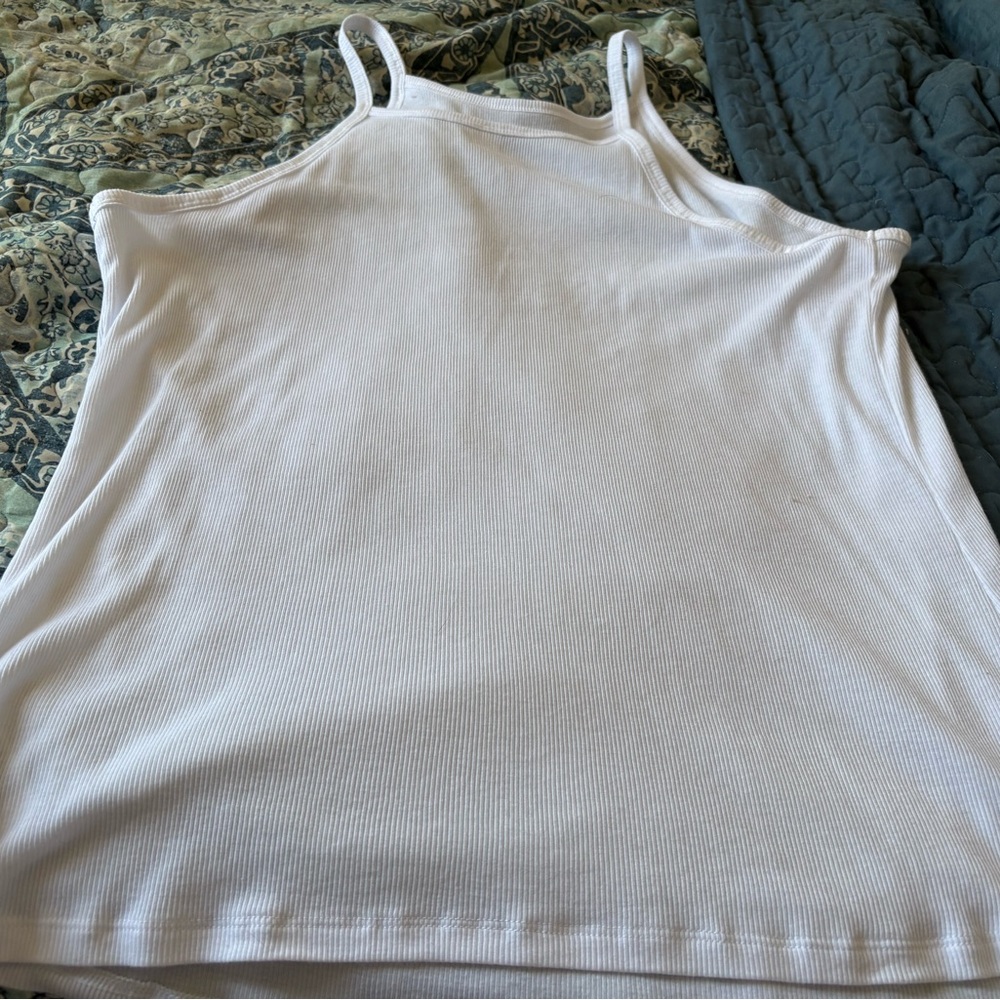 White Ribbed Tank Top